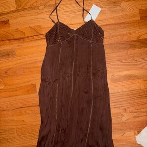 Brown Spaghetti Strap Dress